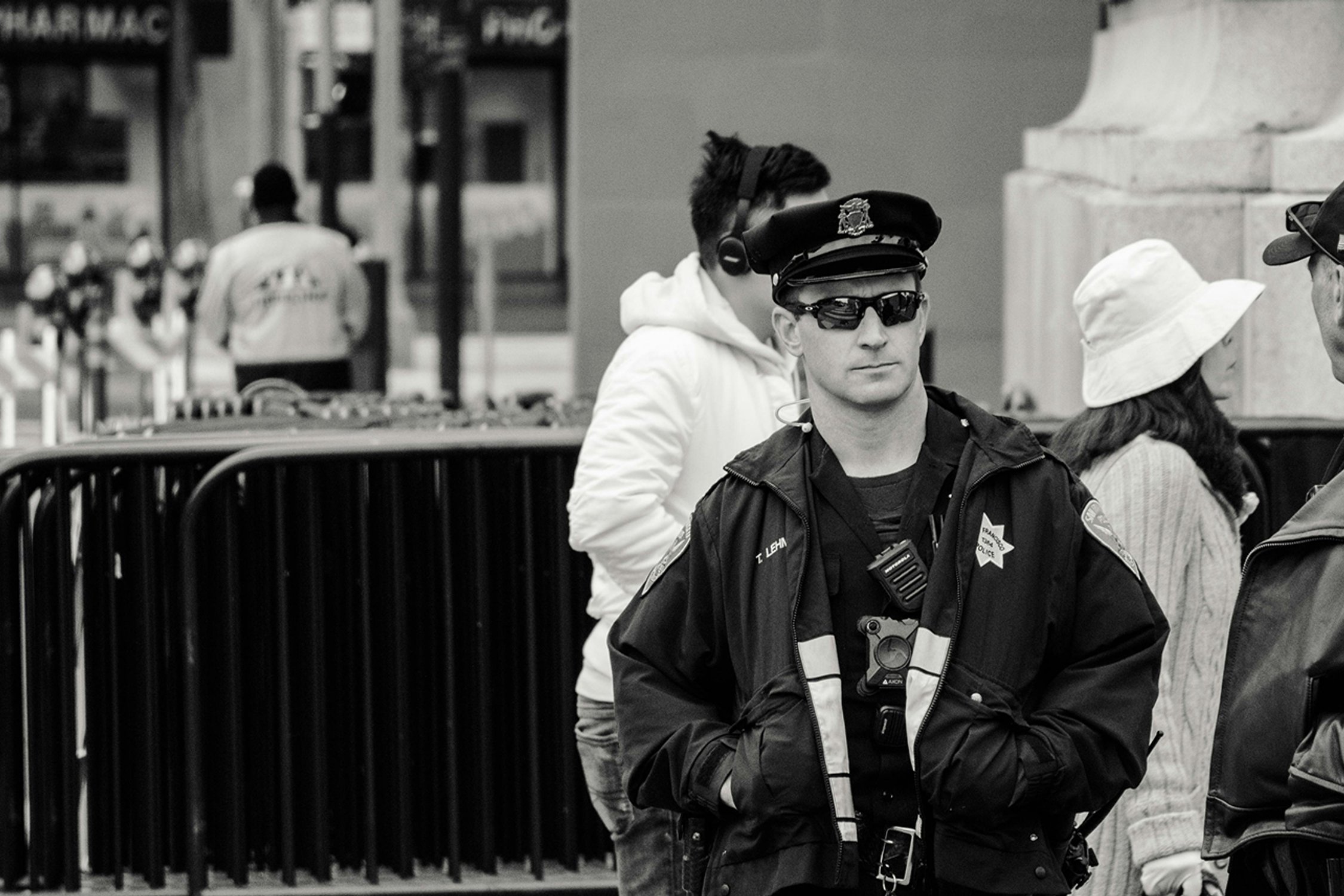 a security guard walking